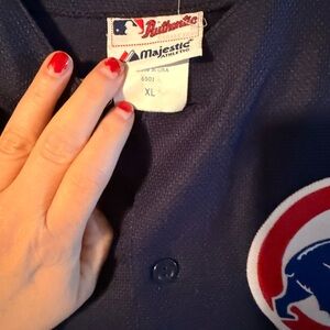 Cubs Majestic Athletic Navy Baseball Jersey